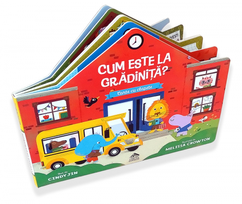 Cum este la gradinita - carte ilustrata educativa pentru copii, cartonata integral,  cu clapete