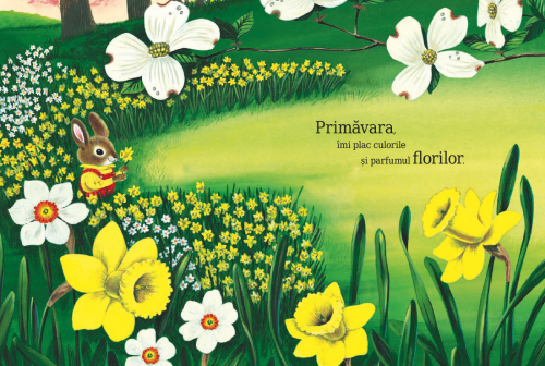 Sunt un iepuras, de Richard Scarry, poveste educativa pentru copii, carte ilustrata despre natura si anotimpuri