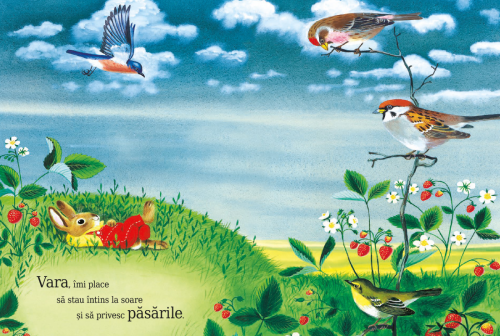 Sunt un iepuras, de Richard Scarry, poveste educativa pentru copii, carte ilustrata despre natura si anotimpuri