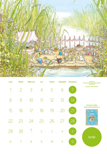 Calendar de perete pe anul 2026 cu ilustrații din cărți iubite de copii