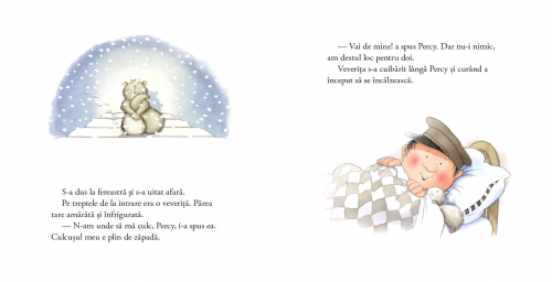 Intr-o noapte cu ninsoare - carte ilustrata, poveste pentru copii, poveste de iarnă despre prietenie, seria Pădurarul Percy