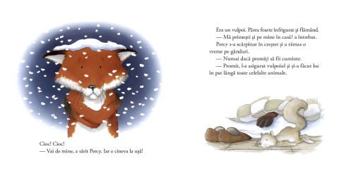 Intr-o noapte cu ninsoare - carte ilustrata, poveste pentru copii, poveste de iarnă despre prietenie, seria Pădurarul Percy