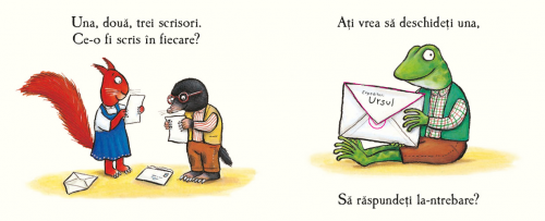 Ursul e postas, de Julia Donaldson - poveste pentru copii, carte cartonata integral, cu clapete