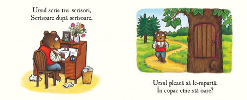 Ursul e postas, de Julia Donaldson - poveste pentru copii, carte cartonata integral, cu clapete