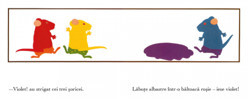 Vopsea pentru soricei, de Ellen Stoll Walsh - carte ilustrată, poveste educativa pentru copii, carte despre culori
