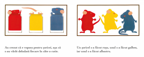Vopsea pentru soricei, de Ellen Stoll Walsh - carte ilustrată, poveste educativa pentru copii, carte despre culori