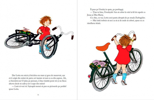Lotta și bicicleta, de Astrid Lindgren - carte ilustrată, poveste pentru copii, literatură suedeză
