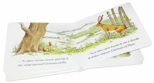 Ghici cât de mult te iubesc - carte ilustrată cartonată integral, poveste pentru copii, să citim împreună
