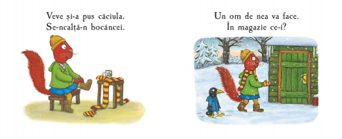 Veve și omul de zăpadă, de Julia Donaldson - poveste pentru copii, carte cartonata integral, cu clapete - pagina interior