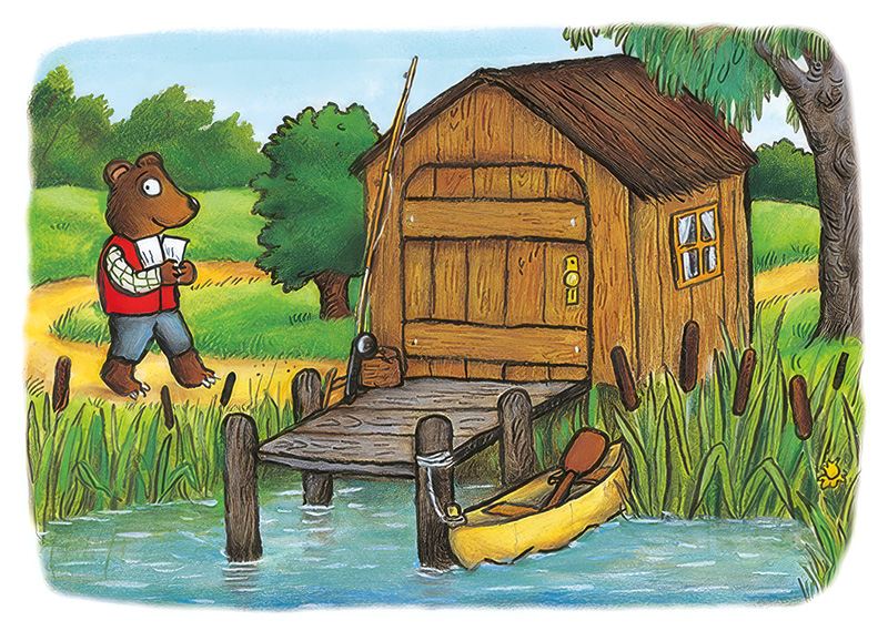 Ursul e postas, de Julia Donaldson - poveste pentru copii, carte cartonata integral, cu clapete