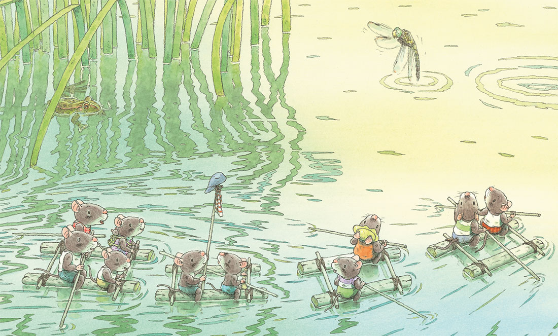 Familia Șoricel și lacul libelulelor - carte ilustrata educativa, poveste pentru copii, literatura japoneza