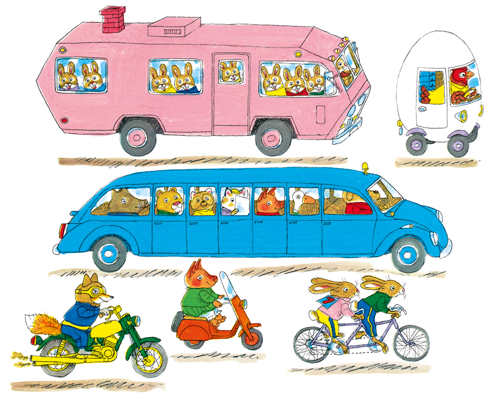 Masini, camioane si alte lighioane, de Richard Scarry - carte ilustrata, povesti educative pentru copii - coperta