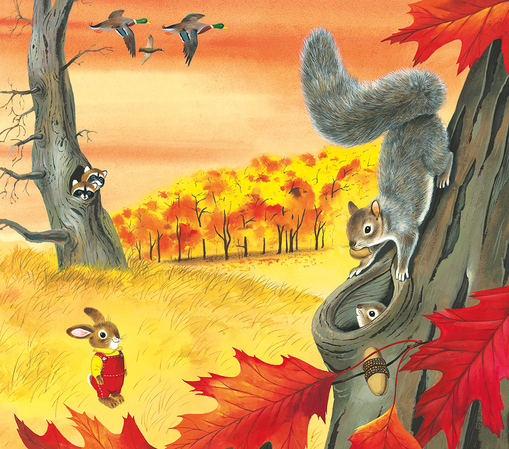 Sunt un iepuras, de Richard Scarry, poveste educativa pentru copii, carte ilustrata despre natura si anotimpuri